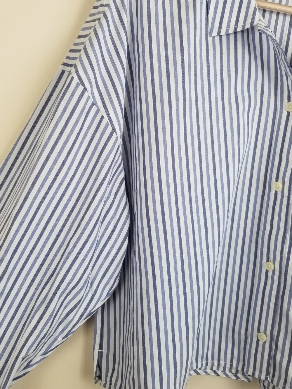 Everlane The Woven Striped Button Down Cropped Cotton PJ Top L NWT - Picture 5 of 8